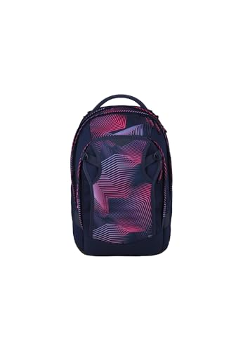 Satch match plus Schulrucksack, erweiterbar auf 35 Liter, ergonomisch, mit Fronttasche Seismic Pink - Dunkelblau