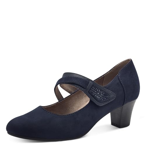 Jana Damen Pumps mit Riemen Mary Jane Vegan, Blau (Navy), 39 EU