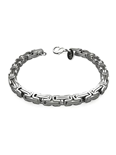 Fly Style Byzantiner Königskette Armband Herren - Königsarmband Edelstahl silber poliert - 6mm breit, 18cm lang