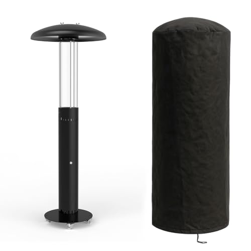 TEMPO STYLE - Pelletofen Lumea für den Außenbereich | 360°-Heizung bis zu 6 Stunden, einstellbare Leistung 4,6-7 kW | Modernes Design mit Rädern | Inklusive Handschuhe, Bürste und Powerbank