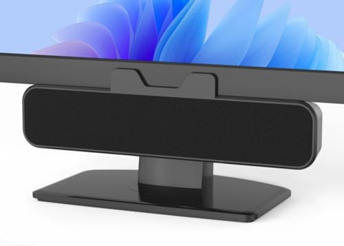 Inwa 10W PC Lautsprecher, USB Monitor Speaker mit Clip-On, HD Stereo Sound, Clip per 0.1-1.1’Monitor, USB A/C für PC, Laptop, Desktop, Plug and Play(Schwarz, Akustikstoff)