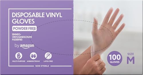 by Amazon Einweghandschuhe aus Vinyl, Puderfrei, Latexfrei, Größe M, 100 Stück