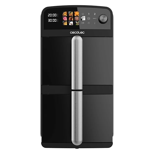 Cecotec Heißluftfritteuse Cecofry DuoLevel 10000. 2400 W, 10 L, Heißluftfritteuse 2 Kammern mit 2x5 L stapelbar, Sync, Touchpanel, 10 Menüs, 4 Gerichte zugleich, spart Platz für schnelles Menü