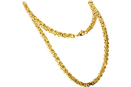 FILANGO Chirurgenstahl Königskette goldfarben Karabinerverschluss Mode Schmuck Kette Goldfarben 5 mm