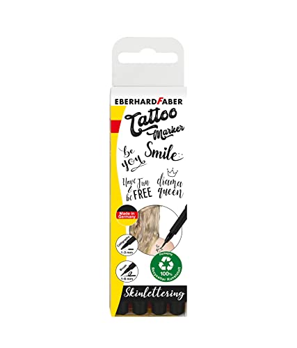 EBERHARD FABER 559506 - Tattoo Stifte Set Skinlettering, 4 Stifte im Kunststoffetui