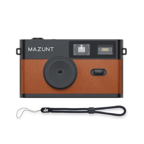 MAZUNT Retro Digitalkamera, 12 MP, bildschirmfreie Vintage-Kamera mit 4 Filtern, Einwegkamera-Ersatz, inkl. 8 GB SD-Karte für tausende Fotos, braun