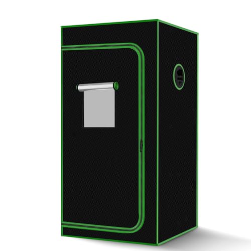 Growzelt 60x60x180 cm, Indoor Grow Tent Schwarz Reflektierende 600D Mylar Zuchtzelte Hydrokultur,abnehmbaren Boden Tablett, Grow Zelt für Pflanzen wachsen Raum