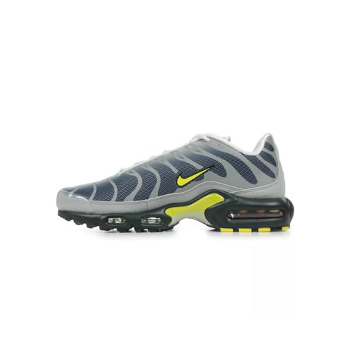 Nike, Men's Air Max Plus Shoes, Tuned Air Sneakers, Dark Blue, Silver Grey, 45.5 EU