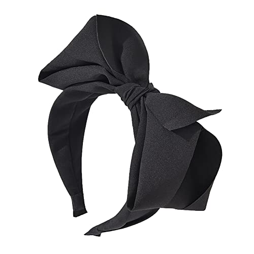 JIHUOO Haarreifen Breit Stirnband Schleife Haarreif Haarband Rockabilly Kopfband Vintage Haarschmuck für Mädchen Frauen Damen Schwarz