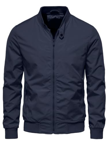 HOTIAN Herren Jacke Leichte Windbreaker Bomberjacke mit Stehkragen Jacke Übergangsjacke Freizeit jacke mit Reißverschlusstaschen