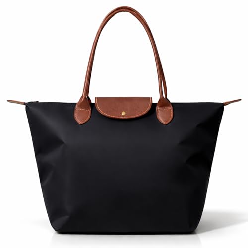 GWAWG Umhängetasche für Damen,Aufbewahrungstasche Mit Großer Kapazität, Faltbare Handtasche, Damenmodetasche,Damen Shopper Tasche (Schwarz, M)