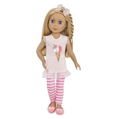 Glitter Girls - Lacy - 36 cm Modepuppe - Blondes Haar & Violette Augen - Poseable Arme & Beine - Einhorn-Eiscreme-Outfit - 3 Jahre +