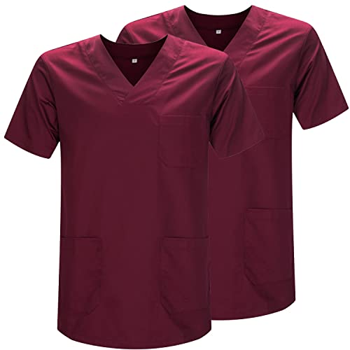 MISEMIYA - Packung 2 STK. - SANITÄRE CASACA Unisex SANITÄRE Uniformen SANITÄRE UNIFORM MEDIZINISCHE UNIFORM - Ref. 817 * 2 - X-Large, Granat 21