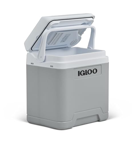 IGLOO IE27 AC/DC elektrische Kühlbox 27L – 12V und 230V – Kompakte Auto-Kühlbox für Camping, Urlaub, LKW und Boot – Leicht, tragbar und mit praktischem Kabelfach
