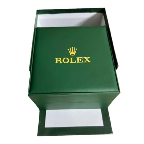 ROUREOX Grüne Uhr Präsentation Box Einzel Fach Kleines Aufbewahrungsetui Schutz Organizer Creme Samt Futter Uhrenkasten für Rolex