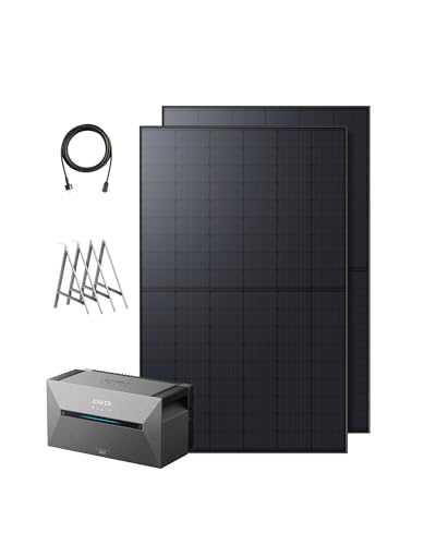 Anker SOLIX Balkonkraftwerk mit Speicher (1000W | 1600Wh), Solarbank 2 Plus 2 MPPT für bis zu 2 Solarpanels, 1600Wh Speicher für Balkonkraftwerk, 2x 500W Topcon Solarpanel, Halterungen,9,6kWh