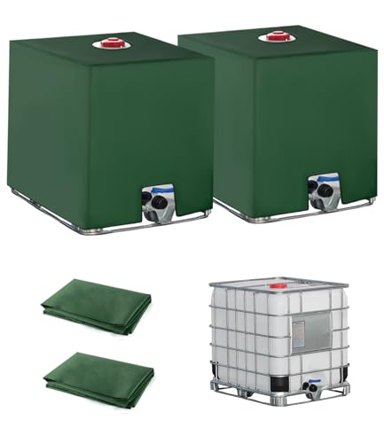 Tixexo 2PC IBC Tank Abdeckung, Wassertank Abdeckplane 1000L, IBC Container Zubehör, IBC Wassertank Abdeckung für Wasserfass, Anti-UV Schutzplane Regenwassertank Abdeckung, 116 x 100 x 120 cm