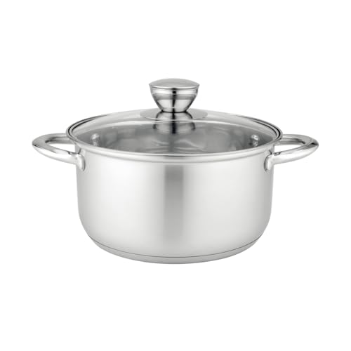 Florina Matteo 20 cm 3,6 L Edelstahltopf mit Glasdeckel | Für Induktion, Gas, Elektro, Ceran | Messskala innen | Spülmaschinengeeignet | Hitzebeständiger Deckel | Langlebig & robust
