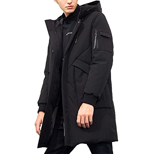 Pioneer Camp Herren Winterjacke Warm Lang Warme Atmungsaktiv Jacken Outdoor Coat mit Kapuze Schwarz M