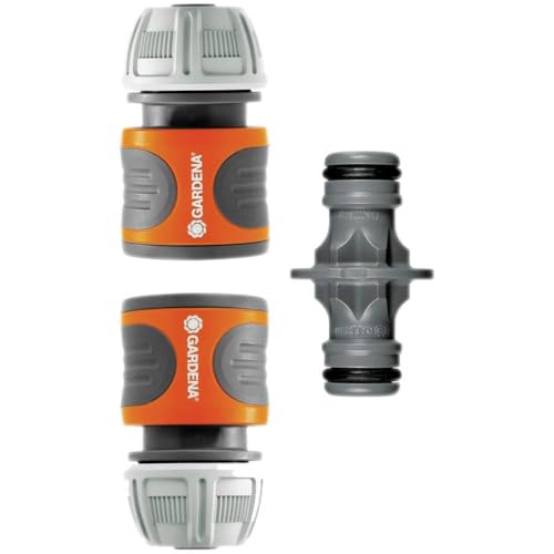 Gardena Kupplungs-Satz: Schlauchkupplung zur Schlauchverlängerung 13 mm (1/2 Zoll) und 15 mm (5/8 Zoll), auch bei hohem Wasserdruck, einfache Montage (18283-20)