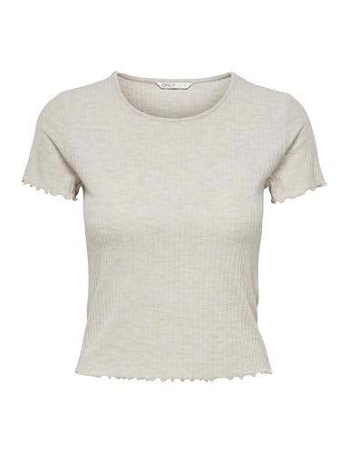 ONLY Damen Onlemma S/S Short Top Noos JRS, Pumice Stone/Detail:Melange, M