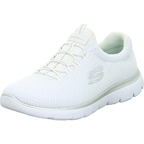 Skechers Damen Summits 12980 Turnschuhe, White Mesh/ Silver Trim, 39 EU