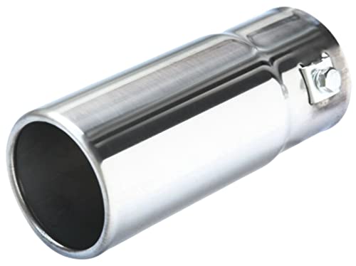 Recambo Auspuffblende Endrohr EDELSTAHL Chrom Rund Gerade 150 x 63 mm Endrohrblende Auspuff Blende Plug&Play UNIVERSAL