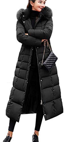 Earnmore Damen Winterjacke Lange Daunenjacke Warm Parka Jacke mit Fellkapuze Steppjacke Wintermantel Casual Daunenmantel