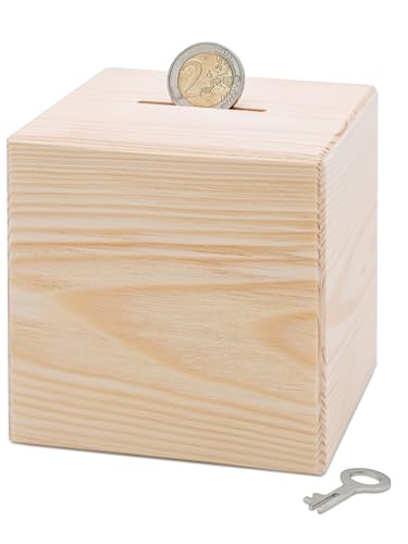 Bärenfreunde - Spardose Kinder aus Holz mit Metallschloss - Spardose zum Sparen für Kinderträume, Geburt und zum Geburtstag für die Kleinen (Natur)