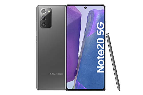 Samsung Galaxy Note 20 5G Android Smartphone ohne Vertrag Triple Kamera Infinity-O Display 256 GB Speicher starker Akku Handy in grau inkl. 36 Monate Herstellergarantie [Exklusiv bei Amazon]