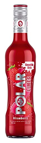 Polar Limes Strawberry | Fruchtlikör mit 60 % Erdbeermark | Mit kristallklarem Vodka verfeinert | Intensiv-fruchtiger Geschmack & exotische Frische | Ideal für Cocktails oder pur | 0,5L | 15% Vol.