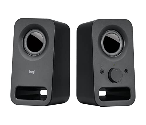 Logitech Z150 PC-Lautsprecher, Stereo Sound, 2 Lautsprecher, 6 Watt Spitzenleistung, 3,5 mm Eingang, Regler am rechten Lautsprecher, Kopfhörerbuchse, EU Stecker, PC/TV/Handy/Tablet - Schwarz