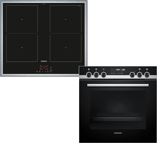 Siemens PQ521DB2ZM, iQ500 Einbau-Herd-Set, Bestehend aus HE578BBS4 Herd, 60 x 60 cm, Pyrolyse Selbstreinigung und Backautomatik, EM645CQB6E Induktionskochfeld, Kombi-Induktion, Edelstahlrahmen