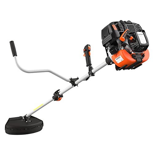 FUXTEC Benzin Motorsense FX-4MS131, Rasentrimmer mit 4-Takt-Motor, 320 mm Schnittkreis, ergonomischer Zweihandgriff, Notstop-Schalter, leichtgewichtig, inkl. Profi-Tragegurt/Messer/Faden