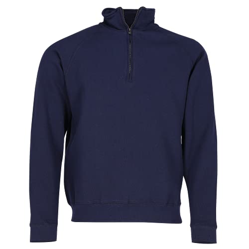 Fruit of the loom Herren Zip Neck Sweat Sweatshirt, Blau (Deep Navy 202), X-Large