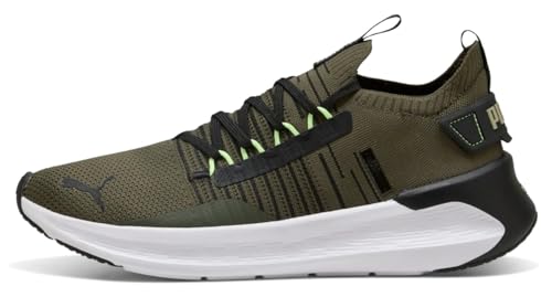 PUMA Unisex Softride Symmetry Fuzion Ls Road Running Shoe, Dark Olive PUMA Schwarz Fizzy Light, 42.5 EU