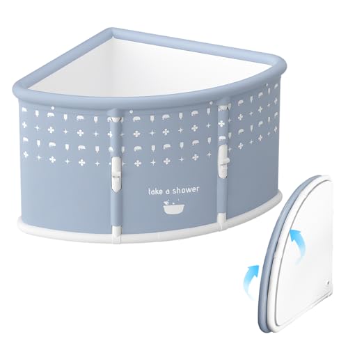 Tragbare faltbare Badewanne, Eckbadewanne für Erwachsene und Kinder, Mobile Badewanne für Dusche, Modern, Freistehend, Platzsparend, Kreissegment (Grau)
