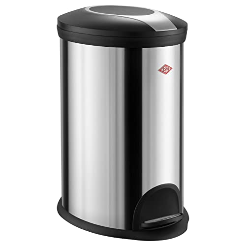 WESCO Tretmülleimer 107 aus Edelstahl in der Farbe Edelstahl-Silber - 20 Liter Volumen - inkl. Kunststoff-Einsatz - stabiler Fußtritt