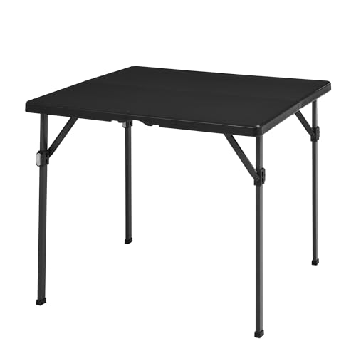 Amazon Basics Klapptisch, quadratisch, mit Tragegriff, für drinnen und draußen, tragbar, leicht, Reisetisch, Picknick, Camping, Schwarz, 86,1 x 86,1 x 73,9 cm