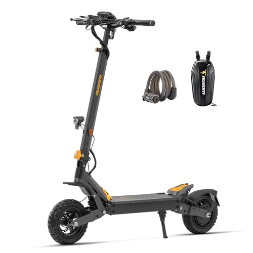 Ausom L1 E-Scooter mit Straßenzulassung (ABE), 70-90km Reichweite, 500W Motor, Max.20 km/h, Faltbarer Offroad Elektroroller für Erwachsene mit Duale Schwingarmdämpfer, Dual-Disc-Bremsen (15,6-Ah-Akku)