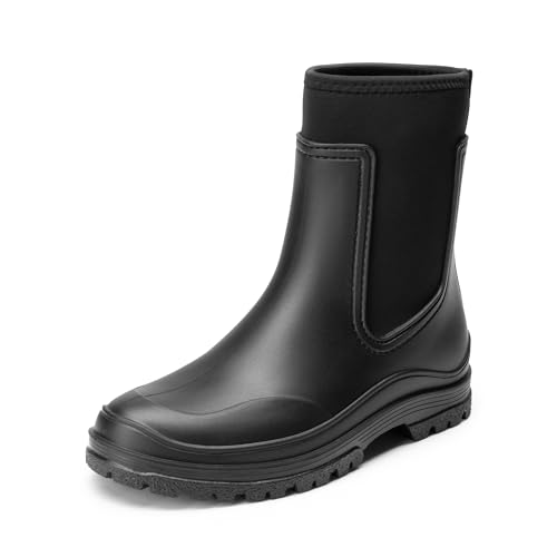 DREAM PAIRS Gummistiefel Damen Bequem Chelsea Boots,Size 37,Schwarz