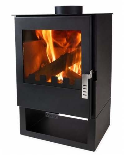 Verso 3 Holzofen 5 kW, 80,2% hoher Wirkungsgrad, kompakte Stahlkörperplatte, Kaminofen mit Holzspeicher für 60-80 m³, Eco Low Emissionen, 150 mm Rauchabzug
