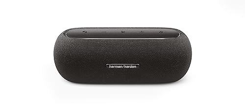 Harman Kardon Luna Bluetooth-Box in Schwarz – Tragbarer, wasserdichter Bluetooth-Lautsprecher – Bis zu 12 Stunden Akkulaufzeit
