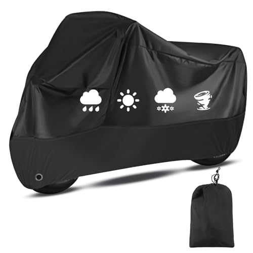 Motorrad Abdeckplane, 210D Wasserfestes UV-Beständiges Motorradgarage, Winterfest Motorradabdeckung Outdoor, Abdeckplane Motorrad für Motorroller Roller Moped(245cmx105cmx125cm)