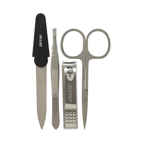 Zenner Maniküre-Set - 4-teiliges Nagelpflege-Set mit Saphir-Feile & Etui