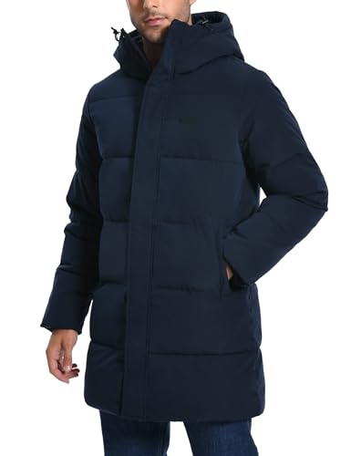 Pioneer Camp Herren Winterjacke Lang Winddicht Wasserdicht Warme Daunenjacke Winter Outdoor Parka Jacke mit Kapuze Dunkelblau L