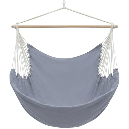 AMANKA XXL Hängesessel Grau 185x130 cm belastbar bis 150kg - Hängestuhl Indoor und Outdoor – dekorativer Hängesessel für Garten - Sitzsack zum Hängen – Hängesitz für kleinen Balkon