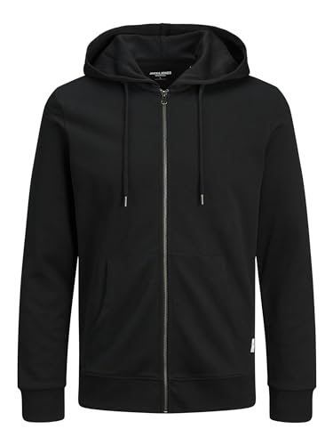 JACK & JONES Herren Hoodie Kapuzenpullover JJEBASIC Zip - Regular Fit Plussize, Größe:7XL, Farbe:Black 12182493