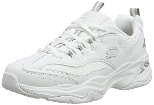 Skechers Damen D'lites 4.0 Fresh Diva Sneaker, White Leather Mesh Gray Trim, 38 EU
