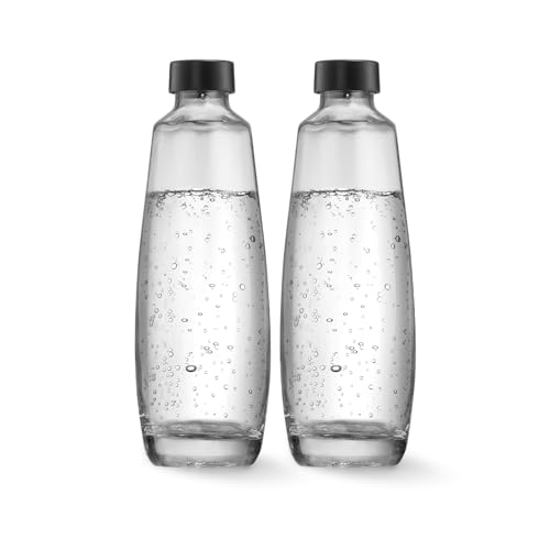 Sodastream Glasflasche 1L für DUO & E-DUO · 2er-Pack · DUO Glasflasche mit Schraubverschluss für Sprudelwasser · spülmaschinenfest · Premium Glas-Karaffe · nur mit SodaStream DUO & E-DUO kompatibel